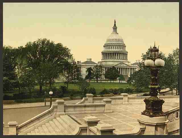 Vintage The Capitol from the Library steps Washington A4 Photo Print