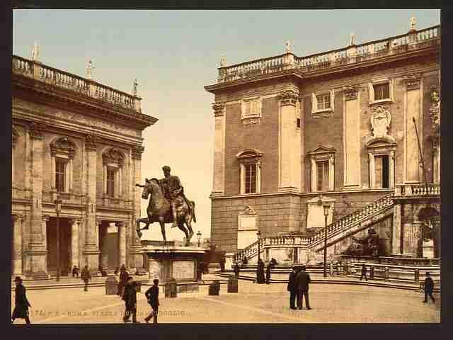 Vintage The Capitoline the piazza Rome A4 Photo Print