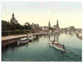 Vintage The Carola Bridge Altstadt Dresden Saxony A4 Photo Print