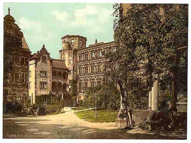 Vintage The Castle Yard Heidelberg Baden A4 Photo Print