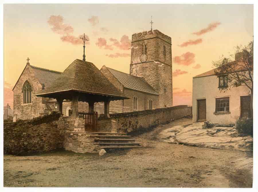 Vintage The Church Morthoe England A4 Photo Print