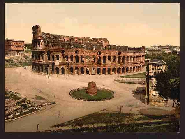 Vintage The Colisuem and Meta Sudans Rome A4 Photo Print