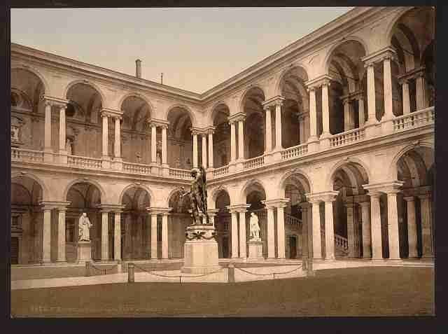 Vintage The Court of Brera  Milan A4 Photo Print