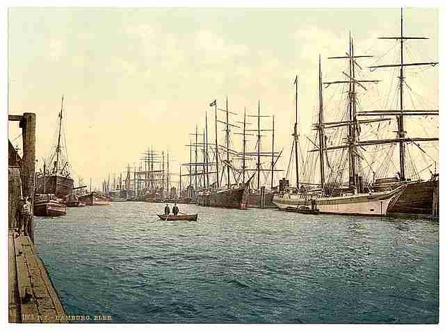 Vintage The Elbe Hamburg A4 Photo Print