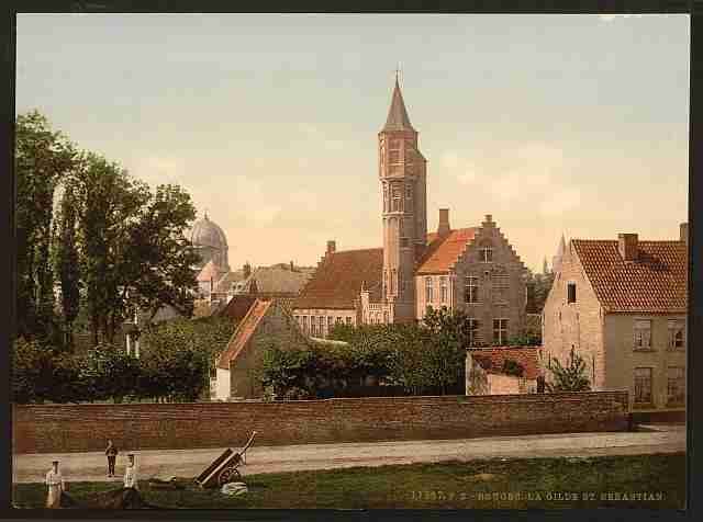 Vintage The Guild of St Sebastian Bruges A4 Photo Print