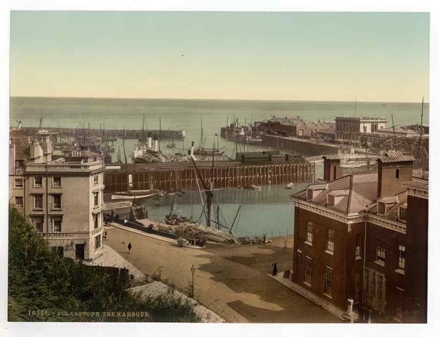 Vintage The Harbour Folkestone England A4 Photo Print