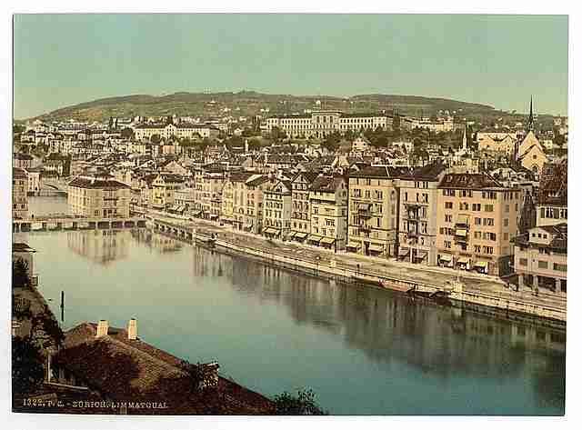 Vintage The Limmatquay with Polytechnic Zurich A4 Photo Print