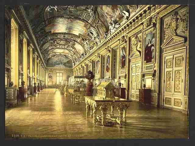Vintage The Louvre a gallery in the Louvre Paris A4 Photo Print