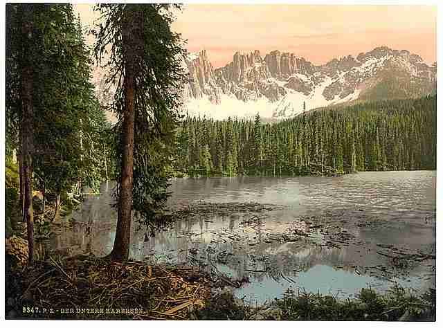 Vintage The Lower Karersee Tyrol A4 Photo Print