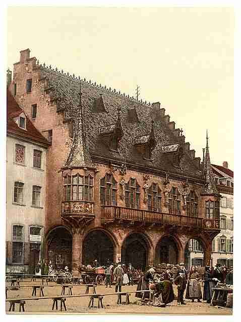 Vintage The Market Freiburg Baden A4 Photo Print