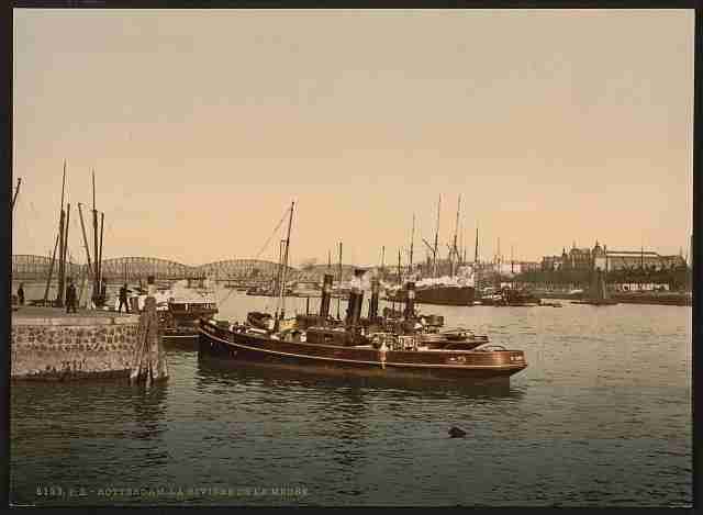 Vintage The Meuse River I Rotterdam A4 Photo Print