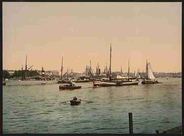 Vintage The Meuse River II Rotterdam A4 Photo Print