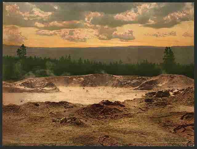 Vintage The Paint Pot Yellowstone National Park A4 Photo Print