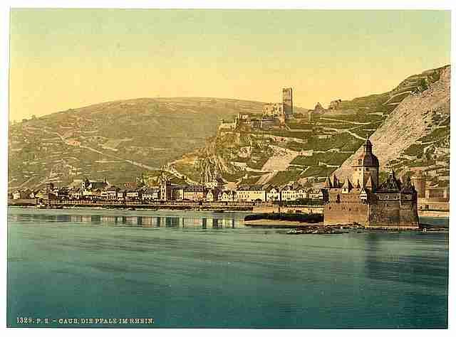 Vintage The Pfalz on the Rhine Coub the Rhine A4 Photo Print
