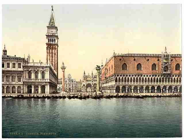 Vintage The Piazzetta Venice A4 Photo Print