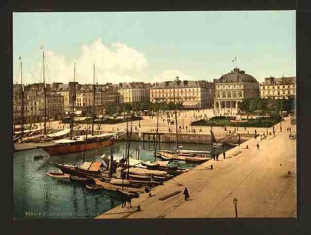 Vintage The Place Gambetta and docks Havre A4 Photo Print