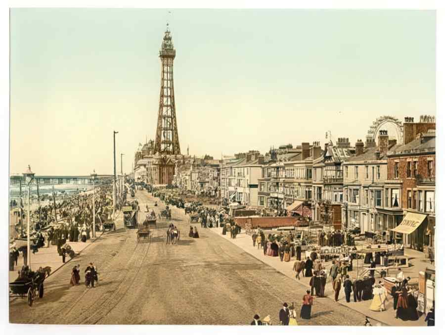 Vintage The Promenade Blackpool England A4 Photo Print
