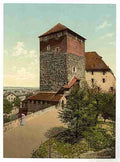 Vintage The Quintagonal tower Nuremberg Bavaria A4 Photo Print