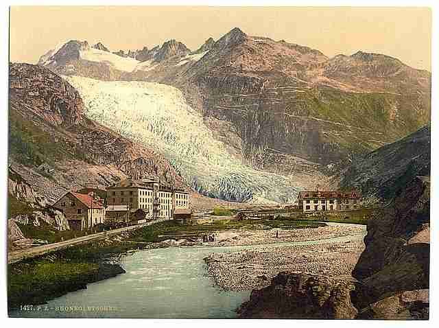 Vintage The Rhone Glacier Valais Alps of A4 Photo Print