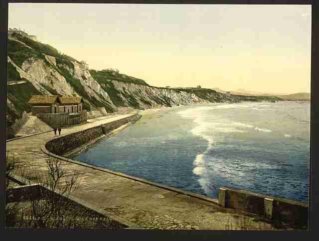 Vintage The Spanish coast Biarritz Pyrenees A4 Photo Print