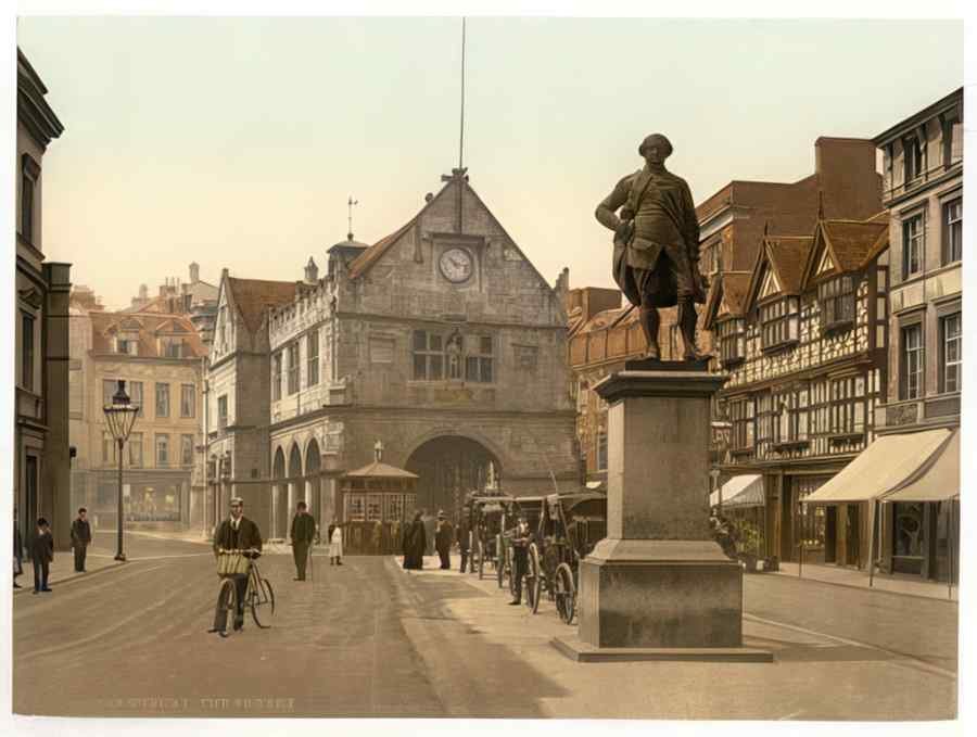 Vintage The Square Shrewsbury England A4 Photo Print