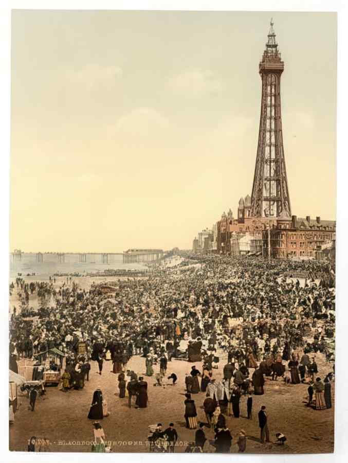 Vintage The Tower With Beach Blackpool England A4 Photo Print