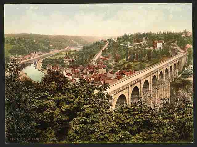 Vintage The Viaduct Dinan A4 Photo Print