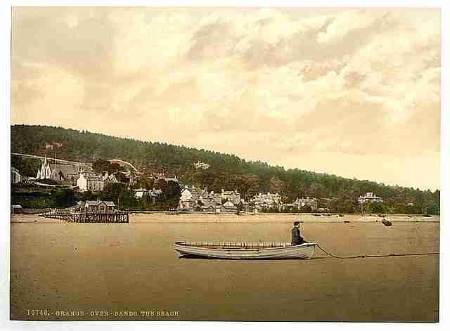 Vintage The beach Grange over Sands A4 Photo Print