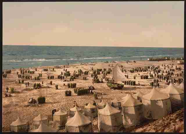 Vintage The beach Scheveningen I A4 Photo Print