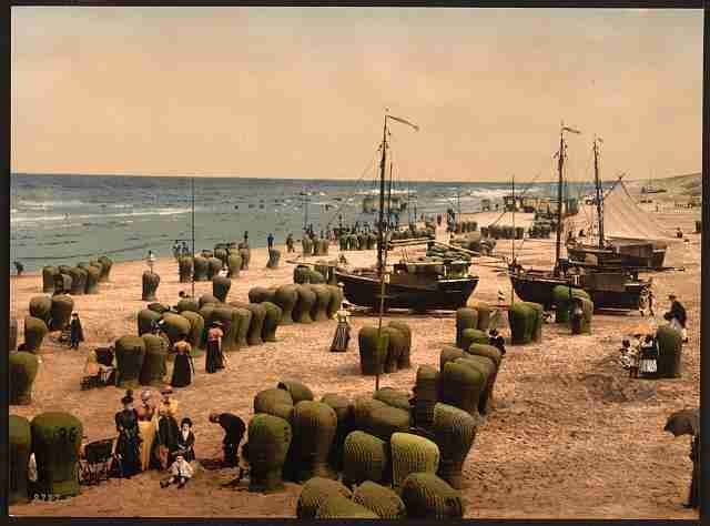 Vintage The beach Scheveningen II A4 Photo Print