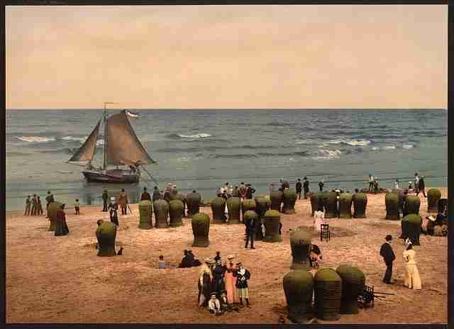 Vintage The beach Scheveningen III A4 Photo Print