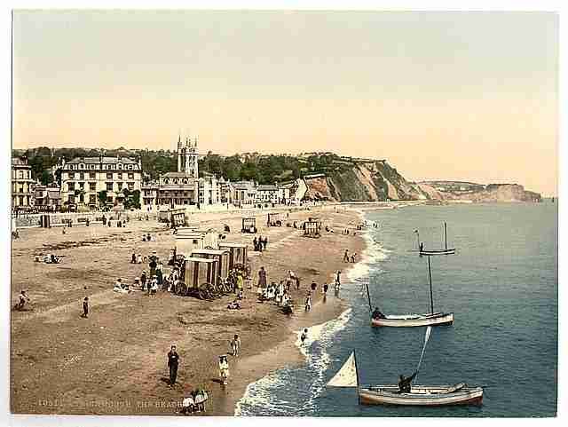 Vintage The beach Teignmouth A4 Photo Print