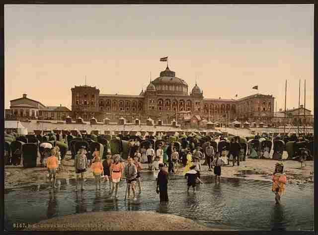 Vintage The beach and Kursaal Scheveningen A4 Photo Print