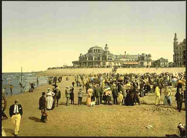 Vintage The beach and the Kursaal Ostend A4 Photo Print