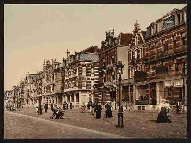 Vintage The beach and villas Blankenberghe A4 Photo Print