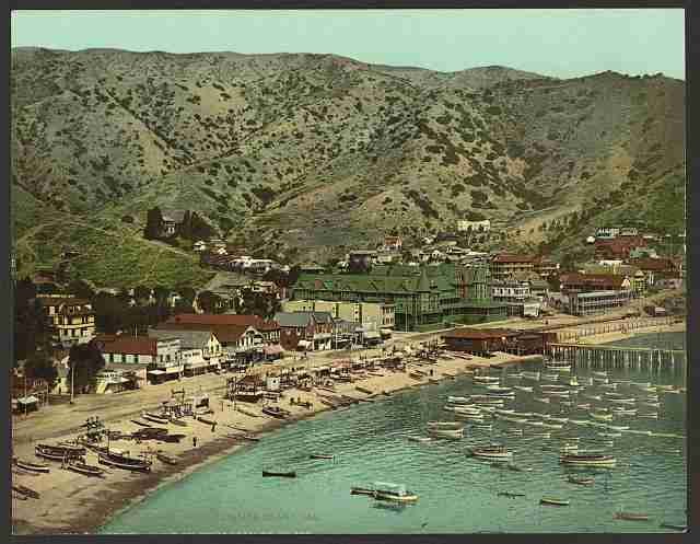 Vintage The beach at Avalon Santa Catalina Island Cal A4 Photo Print