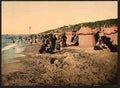 Vintage The beach at bathing time Trouville A4 Photo Print