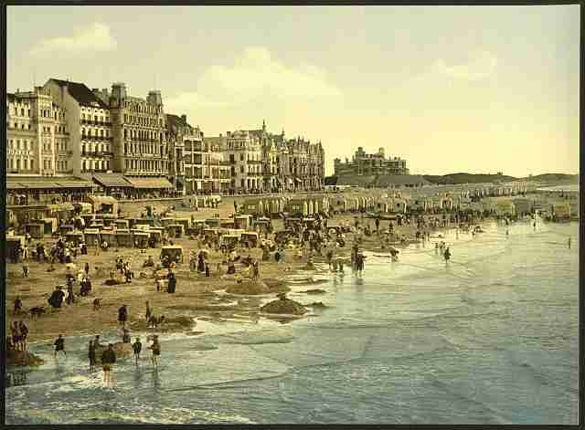 Vintage The beach at high water Ostend A4 Photo Print