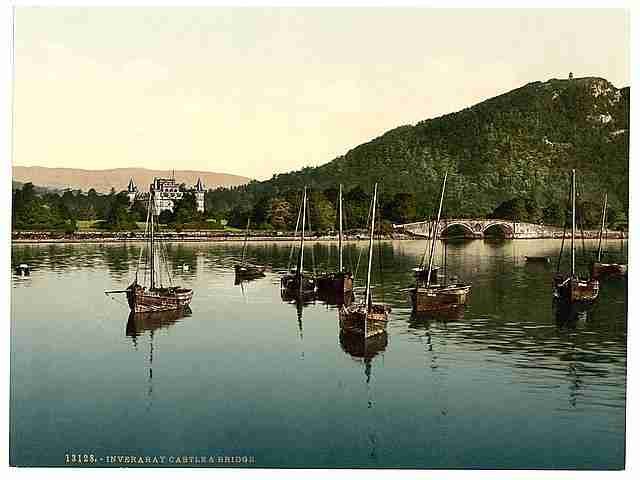 Vintage The castle and bridge Inveraray A4 Photo Print