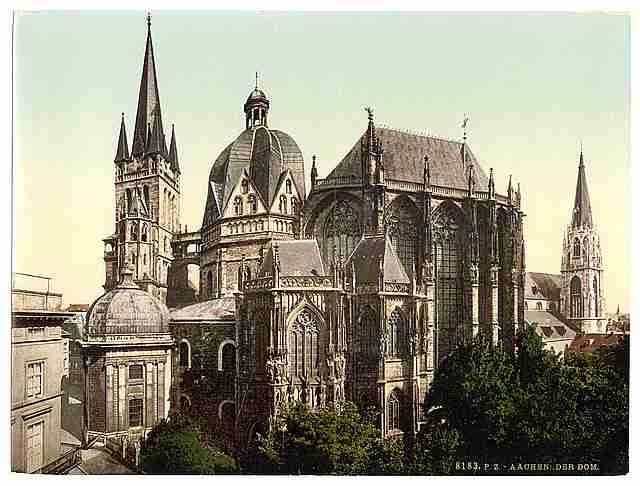 Vintage The cathedral Aachen the Rhine A4 Photo Print