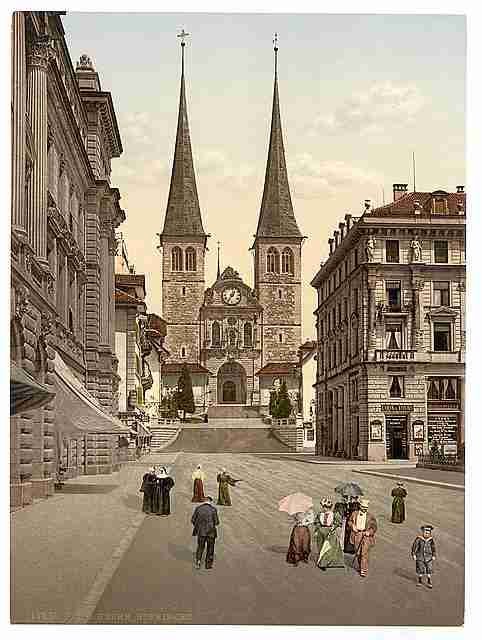 Vintage The cathedral Lucerne A4 Photo Print