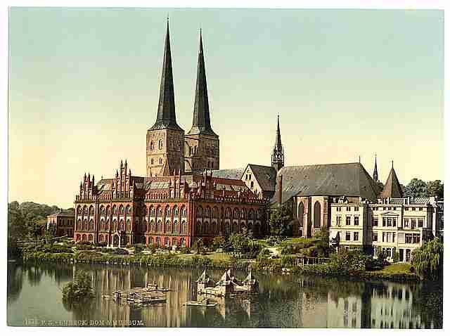 Vintage The cathedral and museum Lubeck A4 Photo Print