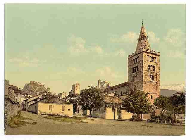 Vintage The cathedral of Sion Valais A4 Photo Print