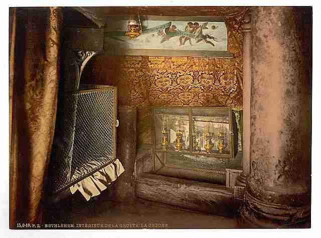 Vintage The cave and the cradle Bethlehem A4 Photo Print