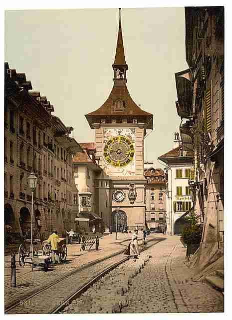 Vintage The clock tower Berne Town A4 Photo Print