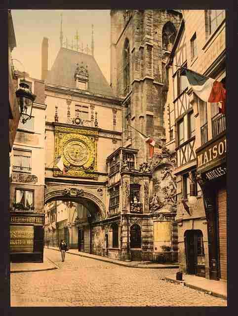 Vintage The great clock Rouen A4 Photo Print