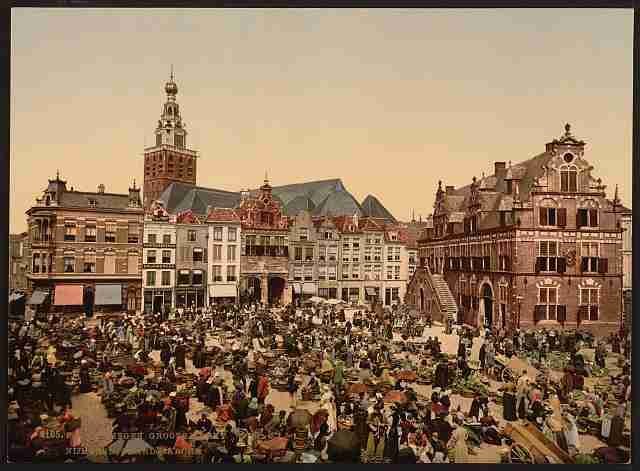 Vintage The great market Nymegen A4 Photo Print