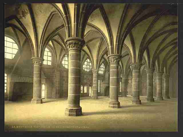 Vintage The knights hall Mont St Michel A4 Photo Print