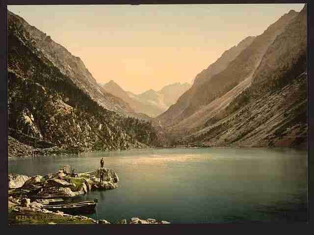 Vintage The lake Gaube Pyrenees A4 Photo Print