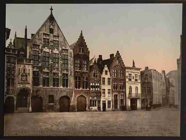 Vintage The library Bruges A4 Photo Print
